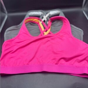 Two Avia Women's Sports Bra Wirefree Support in Pink And Gray Size L